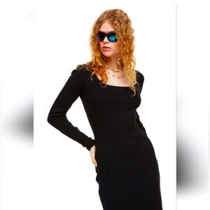 NWT DIVIDED (H&M) fitted black stretchy cable knit sweater dress, size Large